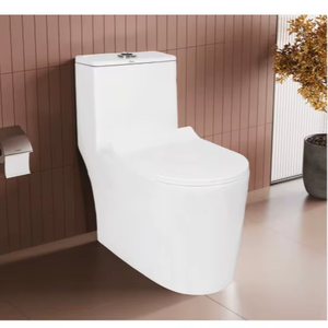 Inodoro de una pieza con diseño sin borde de 640x360x750mm, descarga dual, descarga sifónica 4D, tapa de asiento desmontable de cierre suave, trampa en S - Product Image 1