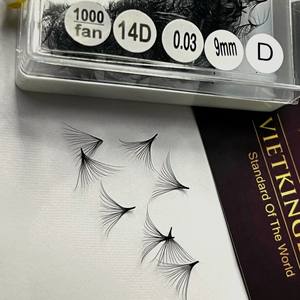 Extensions de cils synthétiques préfabriquées faites à la main de haute qualité, volume 10D/14D/16D/20D, naturelles, longues, super noires, base fine mate - Product Image 6