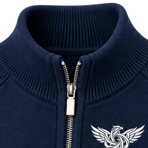 <b>Mens</b> Knitted Zip Up Funnel Neck <b>Cardigan</b> Full Zip Long Sleeve Ribbed Cuffs Hem Navy Sweater Jacket with Side Pockets for <b>Men</b> - Product Image 5