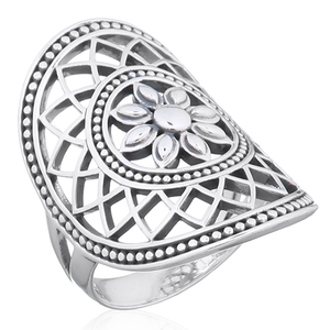 Bohemian Sterling Silver Women's Wedding Gift Party <b>Ring</b> Flower Design Bangkok Origin <b>Plain</b> Silver Jewelry Model 23052 - Product Image 1