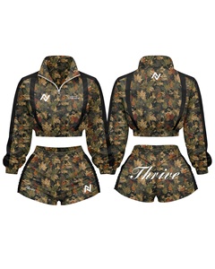 Custom Women Cropped Quarter <b>Zip</b> Tracksuit 2 Piece Set Gym Crop Top Shorts Set OEM Private Label - Product Image 4