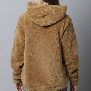 Manteau en fausse fourrure Sherpa pour femme, respirant, chaud, en polaire, décontracté, à capuche, avec fermeture éclair, col zippé, veste pour la neige, confortable, fermeture à boutons - Product Image 4