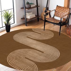 Conception ronde professionnelle de tapis tufté à la main pour le salon de la salle à manger et fabriqué à partir de pure laine - Product Image 5