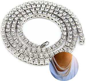 Luxury Moissanite Tennis Chain Gold Silver Finish Brilliant <b>Statement</b> <b>Necklace</b> Elegant Fashion Jewelry Gift Collection - Product Image 2