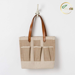 Sac pour ordinateur portable en jute naturel tendance avec protection rembourrée, sac de transport écologique pour ordinateur portable et bureau - Product Image 2