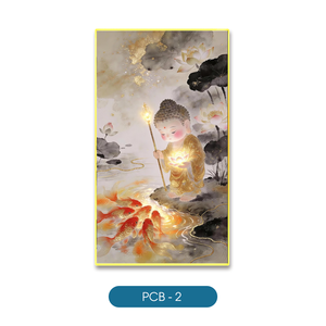 Impression sur toile acrylique HALO Bouddha moderne avec poisson doré et lotus PCB-2, cadre personnalisé, décoration intérieure, art, fabricant vietnamien - Product Image 6