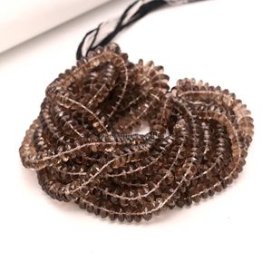 Cuentas de Cuarzo Ahumado con Corte Alemán en Forma de Rondelle de 8mm y 9mm, Cuentas de Cuarzo Natural en Hilo, Venta al por Mayor, 16 Pulgadas, Cuentas para Fabricación de Joyería - Product Image 4
