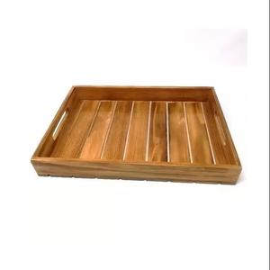 Bandeja Rectangular de Madera de Acacia Natural, Hecha a Mano en India, Bandejas para Servir Comida, Última Bandeja Rectangular de Madera para Servir - Product Image 3