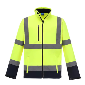 <b>Mens</b> High Visibility Security <b>Jacket</b> <b>Reflective</b> Stripe Safety Workwear with Zip Closure and Customizable Logo - Product Image 4