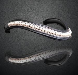 Diadema de Cuero Negro de 3 Hileras con Perlas para Caballo, Calidad de Exportación Personalizada al Mejor Precio - Product Image 3