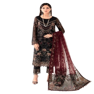 Salwar Kameez Pakistaní para Mujer, Ropa Tradicional India, Ropa de Fiesta, Chifón, Diseño Étnico Moderno, Completamente Cosido, Listo para Usar - Product Image 1