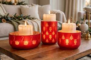Large Red Christmas Geometric Glass Flower Pot <b>Planter</b> with Drainage Hole Eco-Friendly Indoor <b>Outdoor</b> Home Decor - Product Image 6