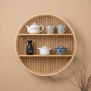 <b>Round</b> Bamboo <b>Wall</b> <b>Shelf</b> Natural Handmade Woven <b>Wall</b> Storage <b>Shelf</b> Home Decor Organizer Wholesale Supplier - Product Image 4