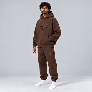 Heavyweight Cotton Hoodie Jogger Sweatsuit <b>Set</b> <b>Men</b> Oversized Drop Shoulder Relaxed Streetwear Pullover Everyday Casual Outfit - Product Image 1