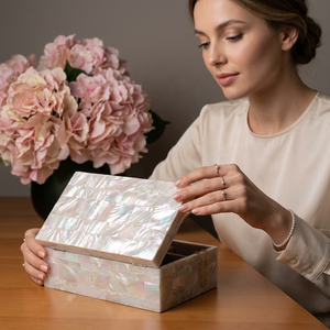Wooden Mother of Pearl Box Christmas Gift Bone Inlay Jewelry Box Protect Jewelry Box Hot Selling Eco Friendly - Product Image 1