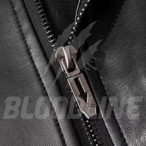 BLOODLINE Men's Black PU Leather Bomber <b>Jacket</b> Stand Collar Zipper Closure Moto <b>Biker</b> Style Autumn Wear - Product Image 6