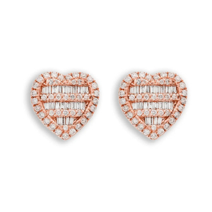 Boucles d'oreilles en diamant Moissanite VVS1 taille cœur, certifiées, pour femme, sertissage pavé, bijoux de mariage romantiques - Product Image 1