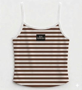 Hot Sale Women's Casual Short Fashion <b>Striped</b> Knitted <b>Tank</b> <b>Top</b> Square Collar Spaghetti Strap Front Logo Print Breathable - Product Image 1