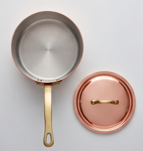 Heavy Copper Sauce <b>Pan</b> With Stainless Steel Lid Minimalist Design Durable Metal Cookware For Gas <b>And</b> Induction Stoves Use - Product Image 2