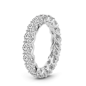 Bague éternité tendance style moderne blanc/jaune/or rose, diamants de laboratoire ronds entrecroisés, qualité VS1, VVS1, pour femme - Product Image 2