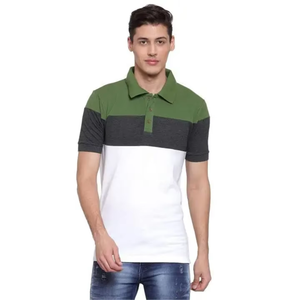T-shirt polo en coton pour homme, manches courtes, respirant, 100% coton, imprimé - Product Image 1