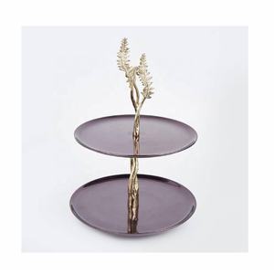Nouvel arrivage de support à gâteau en laiton et aluminium à 2 niveaux, vaisselle en métal pour décoration de mariage et d'anniversaire, outils d'inspiration indienne pour gâteaux - Product Image 2