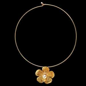 PRAO Luxe Gold Finish 3D Flower Pendant Necklace <b>Set</b> with Earrings Anti-Tarnish <b>Fine</b> <b>Jewelry</b> <b>Sets</b> - Product Image 2
