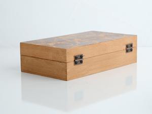 Boîte en bois imprimée à couvercle articulé, boîte à bijoux classique, boîte de rangement pour souvenirs, boîtes de rangement décoratives - Product Image 6