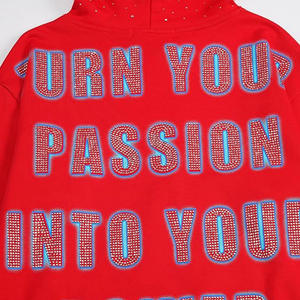 Flame Graphic Star Print Rhinestone <b>Pullover</b> Hoodie Bling Streetwear Custom Oversized Unisex Wholesale - Product Image 5