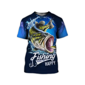 T-shirt de pêche pour homme, tendance, impression par sublimation, tricoté en Spandex/Polyester, anti-boulochage, respirant, personnalisé LADO - Product Image 6