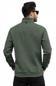 เสื้อสเวตเชิ้ตผู้ชายสีเขียวมะกอกแบบครึ่งซิป ยี่ห้อ ONETEN APPARELS คอตั้ง สวมใส่สบาย - Product Image 3