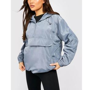 Veste coupe-vent à capuche en nylon respirant pour femmes, vente en gros, bloc de couleur OEM, 100% polyester nylon, veste coupe-vent - Product Image 3