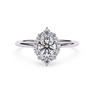 Platinum Oval Cut Diamond Engagement Ring With Halo Setting GIA Certified Natural Diamonds Women's Classic Style - Product Image 1