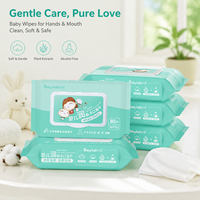 Vente directe d'usine, lingettes pour bébé antibactériennes écologiques extra douces en gros, lingettes humides non tissées, 80 pièces