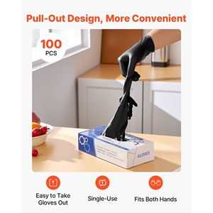 Gants jetables en nitrile noir 4,5 mil, bouts des doigts texturés, sans poudre, sans latex, qualité alimentaire, résistants aux perforations - Product Image 3