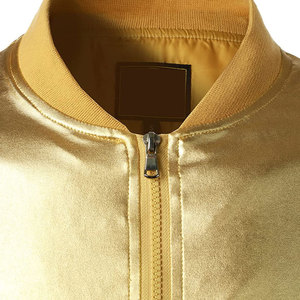 Blouson Bomber Vintage Doré pour Homme, Imperméable, en PU, Fermeture Boutonnée, Style Décontracté, Col Montant, Manches Classiques, Couleur Unie - Product Image 3