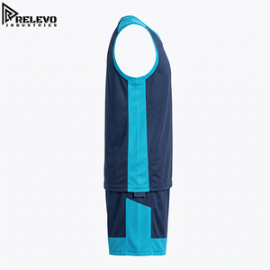 Ensemble d'uniformes de basketball bleu marine et cyan de qualité supérieure, personnalisés OEM, respirants, fournisseur direct d'usine de vêtements de sport - Product Image 3