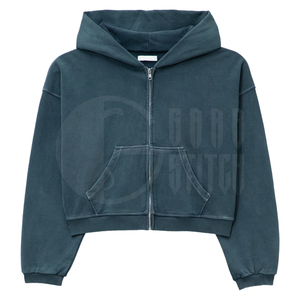 Sudaderas con capucha personalizadas, estilo boxy, con cremallera, cortas, unisex, con apliques bordados - Product Image 2