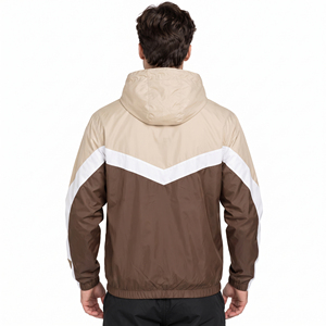 Custom Embroidered Logo Men's Hooded <b>Windbreaker</b> Jacket Hiking <b>Camping</b> Waterproof Zipper Hoodie 100% Nylon Men Rain Jackets - Product Image 2
