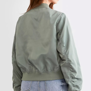 Blouson Bomber Unisexe Vert à Fermeture Éclair, Couleur Unie, en Polyester, Coupe Droite, Col Montant, Idéal pour l'Automne - Product Image 5