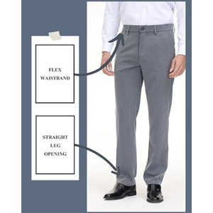 กางเกงเดรสทรงคลาสสิกสำหรับผู้ชาย เอวแบบยืดหยุ่น ด้านหน้าเรียบ – กางเกงธุรกิจและสำนักงานที่สวมใส่สบายและยืดหยุ่นได้ - Product Image 4