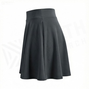 Minifalda de Cintura Alta Elástica para Mujer, Corte en A, Plisada, Color Sólido, Informal, Elástica, de Spandex y Poliéster, para Todas las Temporadas - Product Image 3