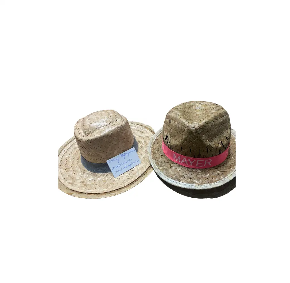 Sombrero de paja barato de Vietnam con rayas y troncos-Sombrero de paja de verano para hombres-Sombrero artesanal de algas marinas evento de boda de fiesta unisex