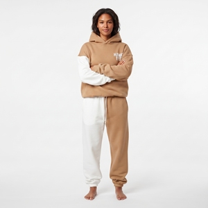 Conjunto Deportivo Personalizado para Mujer, 100% Algodón Felpa, Diseño en Contraste, Corte Holgado, Sudadera con Capucha, Manga Larga, Hombros Caídos, Puños Acanalados, Pantalones Jogger con Cordón - Product Image 2