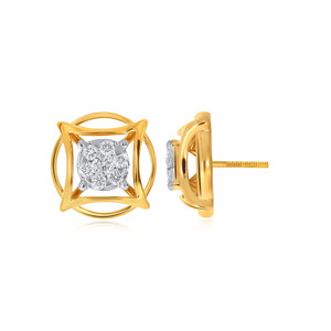 Pendientes de Diamantes Geometric Diva, Corte Princesa, en Oro Amarillo, Diseño Clásico para Mujer, Uso Diario - Product Image 3