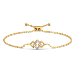 Bracelet carré entrelacé en diamant avec chaîne en or jaune et design géométrique central réglable - Product Image 1