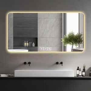 Specchio LED da Bagno 28*60 Pollici Resistente alla Corrosione con Retroilluminazione Dimmerabile a Tre Colori e Funzione Antiappannamento One-Touch - Product Image 3