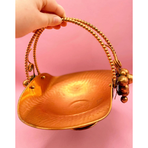 Bol de présentation de friandises et de fruits rond au design fabuleux, en cuivre martelé, pour accessoires de cuisine. - Product Image 5