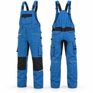 Custom Logo Men's Cotton Breathable Work Bib Overalls with Reinforced <b>Knees</b> Cargo Pockets Adjustable <b>Straps</b>-Workshop Uniform - Product Image 1
