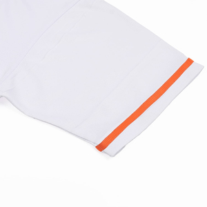 White Baseball Jersey With Orange Trim Short Sleeve Button Front For <b>Boys</b> Children Breathable Polyester Sport Apparel - Product Image 3